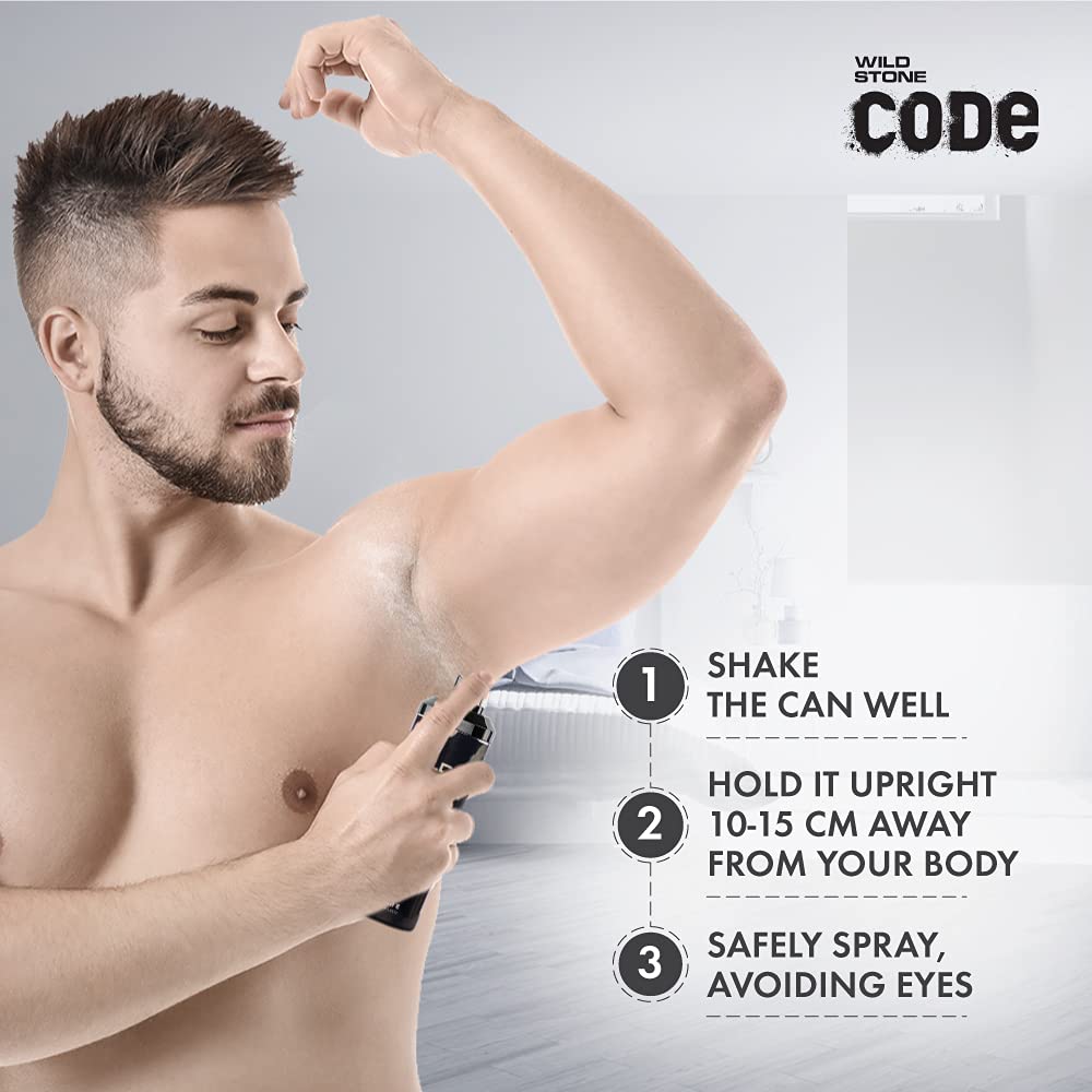 Wild Stone Code Chrome No Gas Body Perfume for Men, Long Lasting Masculine Fragrance for Office Wear - 150ml