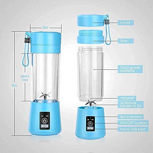 Plastic 6 Blade Portable Electric Mini Usb Juicer Hand Juicer (Blue)