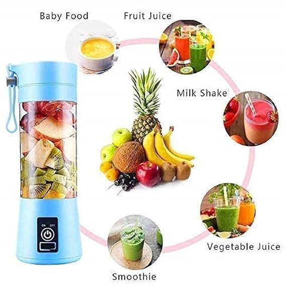 Plastic 6 Blade Portable Electric Mini Usb Juicer Hand Juicer (Blue)