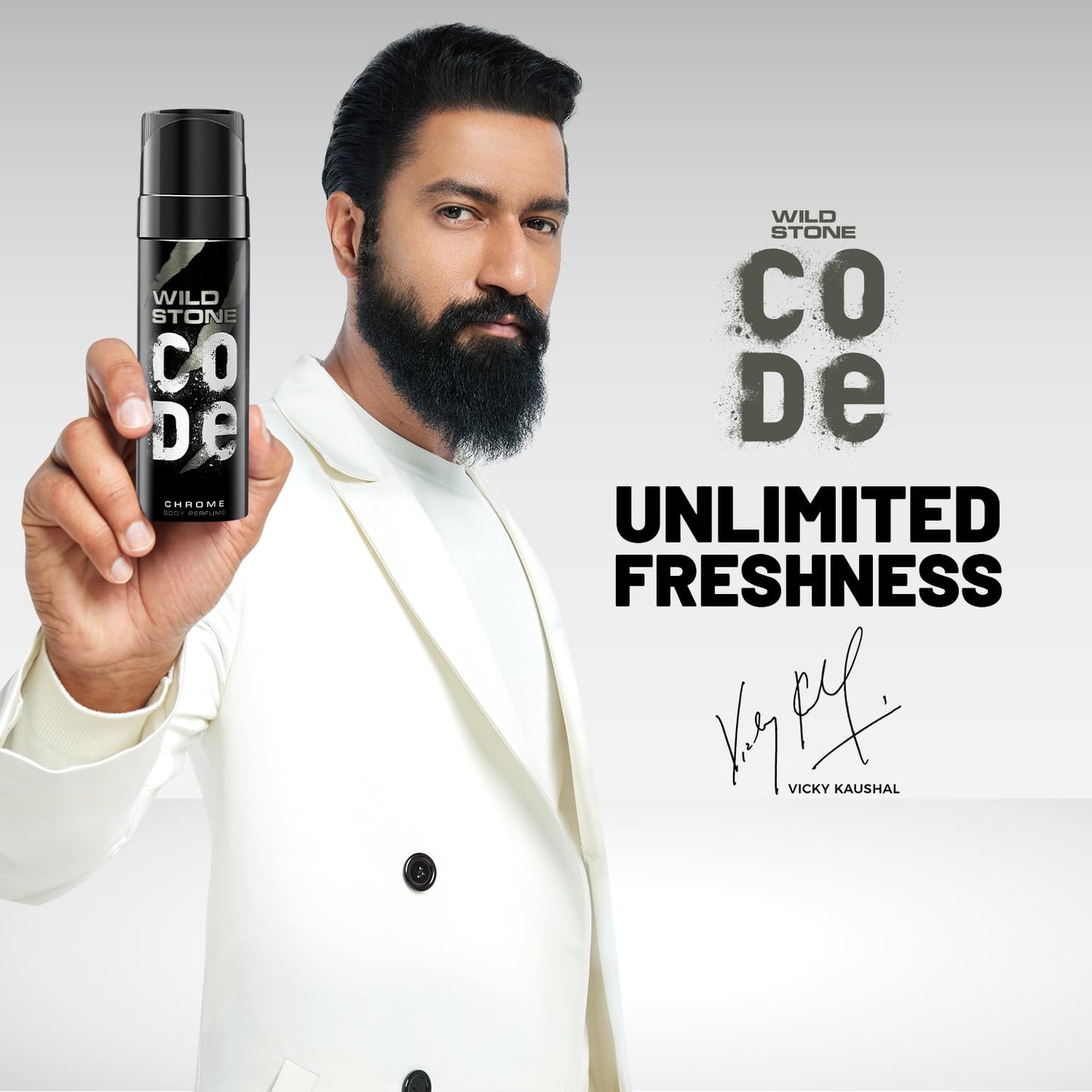 Wild Stone Code Chrome No Gas Body Perfume for Men, Long Lasting Masculine Fragrance for Office Wear - 150ml