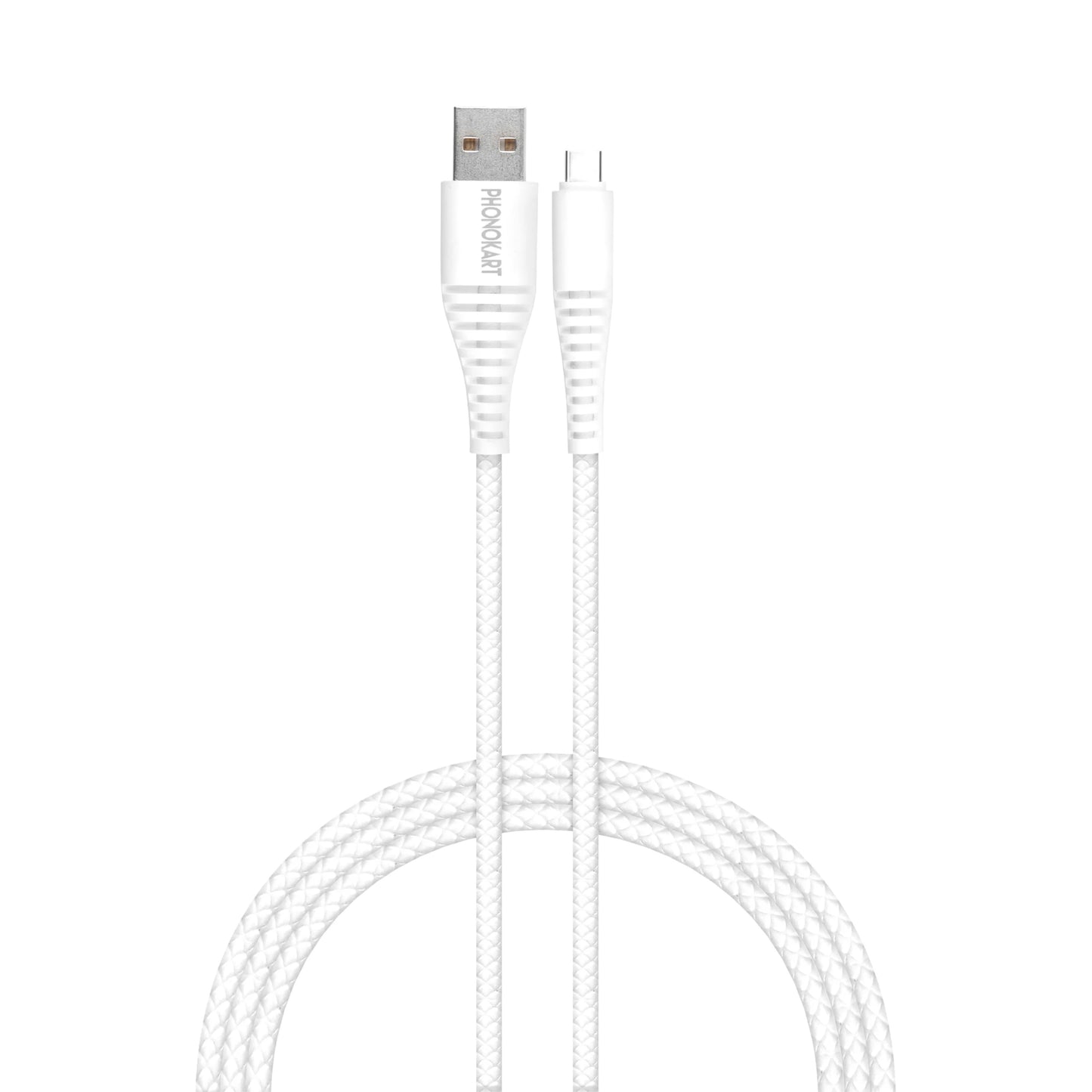 KIKO 2.1A Fast Charging Type-C USB Cable | Unदेखी Series | 1000mm | Quick Charge & Data Sync | Compatible with Android Smartphones & Tablets (White)