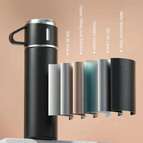Vacuum Flask Bottle with Cup Set 500ml (Green)