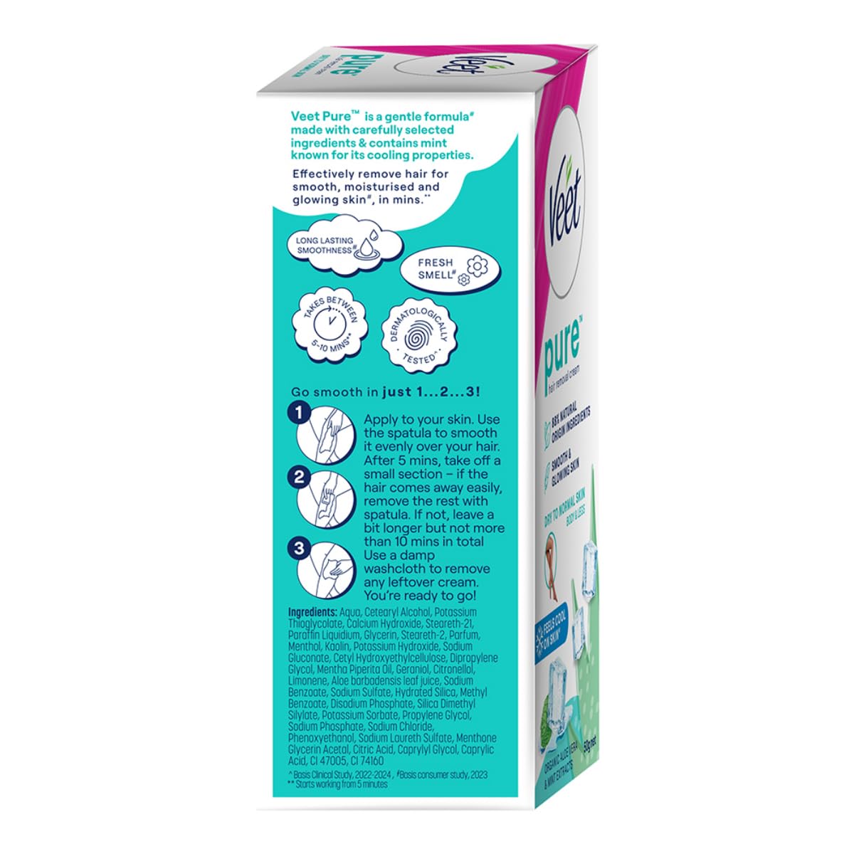 Veet Pure Hair Removal Cream for Women For Dry To Normal Skin - 50g | Suitable for Legs, Underarms, Bikini Line, Arms