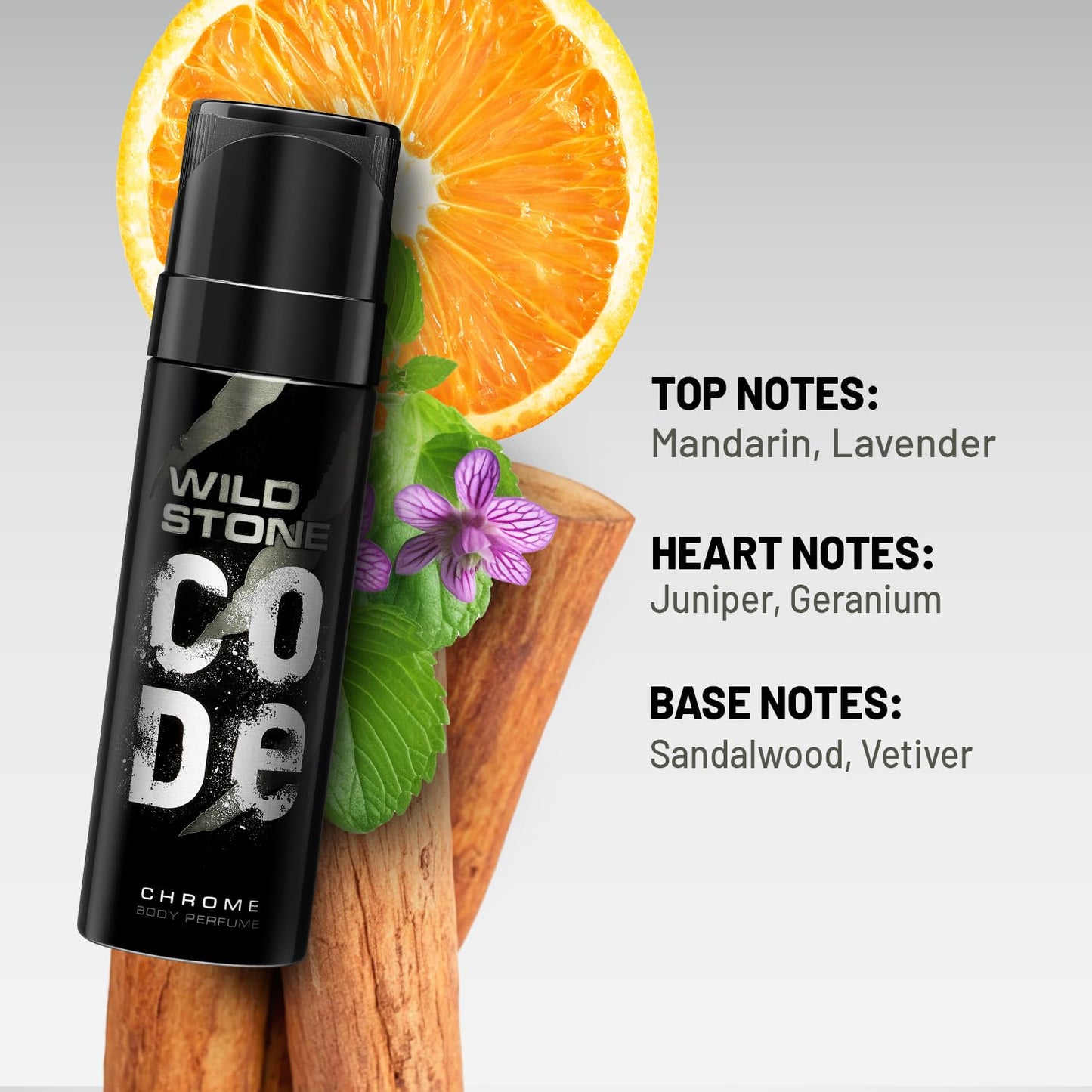 Wild Stone Code Chrome No Gas Body Perfume for Men, Long Lasting Masculine Fragrance for Office Wear - 150ml