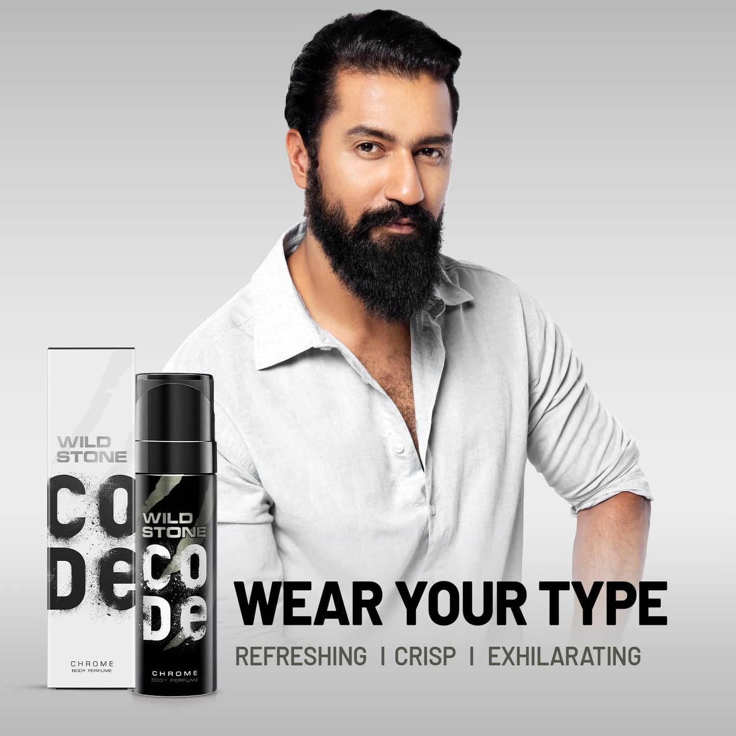 Wild Stone Code Chrome No Gas Body Perfume for Men, Long Lasting Masculine Fragrance for Office Wear - 150ml
