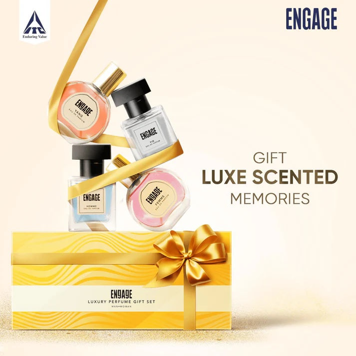 Engage Gift Assorted Luxury Perfume Set - For Men & Women, 100ml, Long Lasting, Assorted Pack, Wedding Gift, Anniversary Gift, 25ml x 4