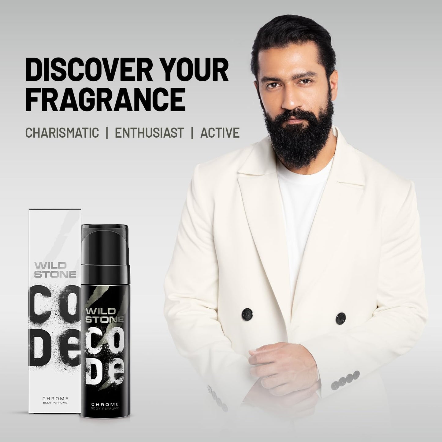 Wild Stone Code Chrome No Gas Body Perfume for Men, Long Lasting Masculine Fragrance for Office Wear - 150ml