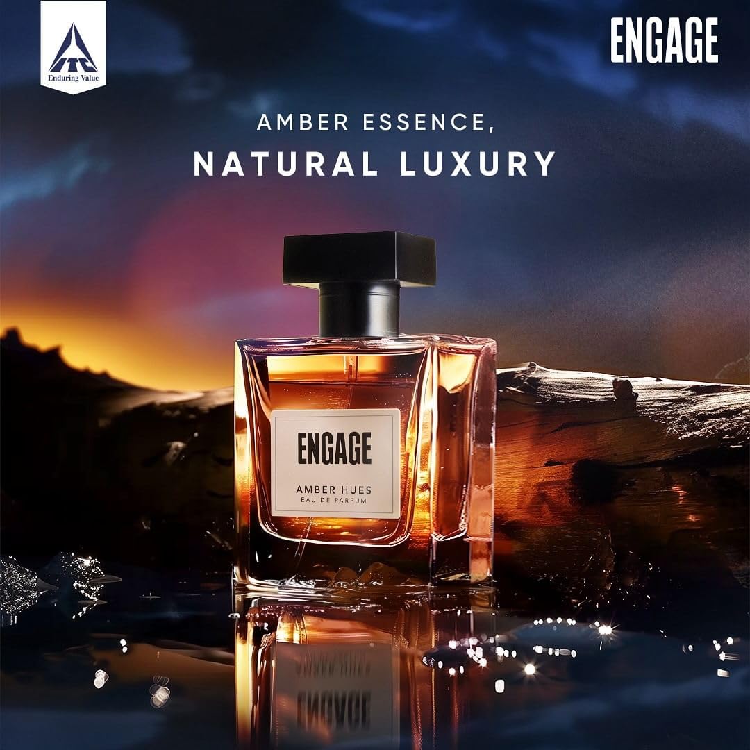 Engage Amber Hues Perfume for Men Long Lasting Smell, Ambery and Warm Fragrance Scent, for Special Occasions, Gift for Men, 100ml