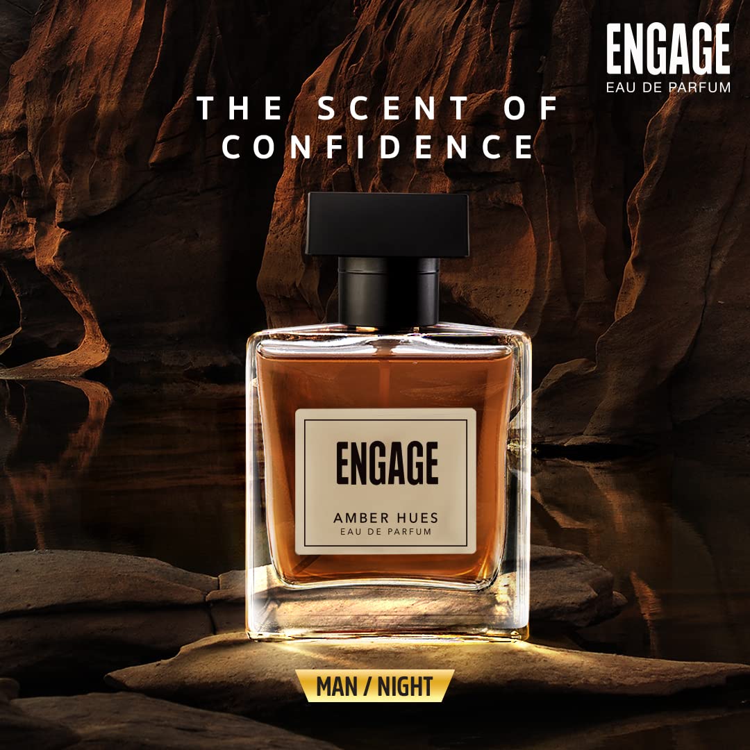 Engage Amber Hues Perfume for Men Long Lasting Smell, Ambery and Warm Fragrance Scent, for Special Occasions, Gift for Men, 100ml