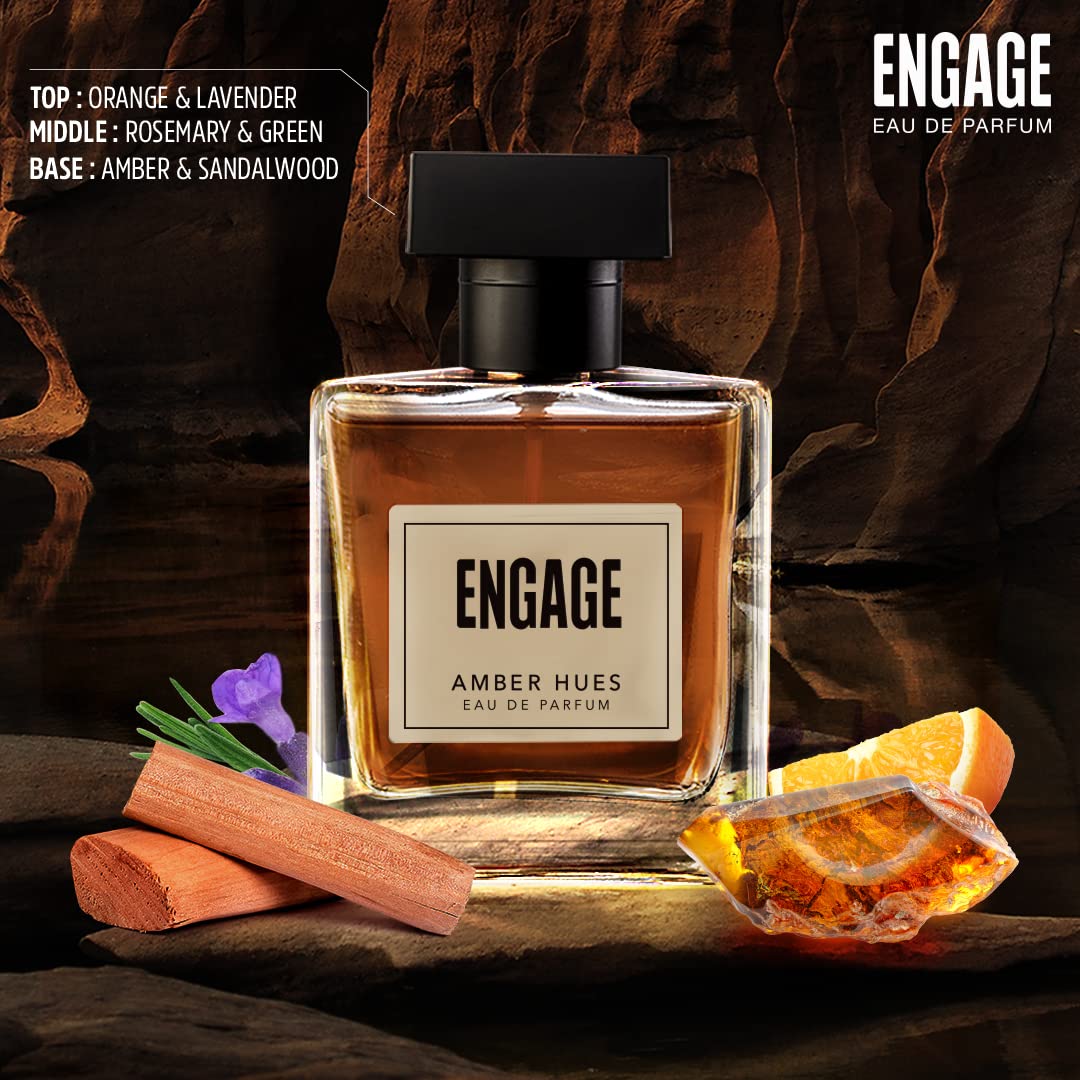 Engage Amber Hues Perfume for Men Long Lasting Smell, Ambery and Warm Fragrance Scent, for Special Occasions, Gift for Men, 100ml