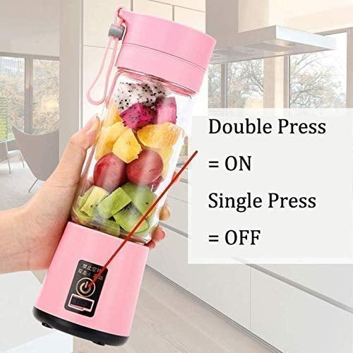 Plastic 6 Blade Portable Electric Mini Usb Juicer Hand Juicer (Pink)
