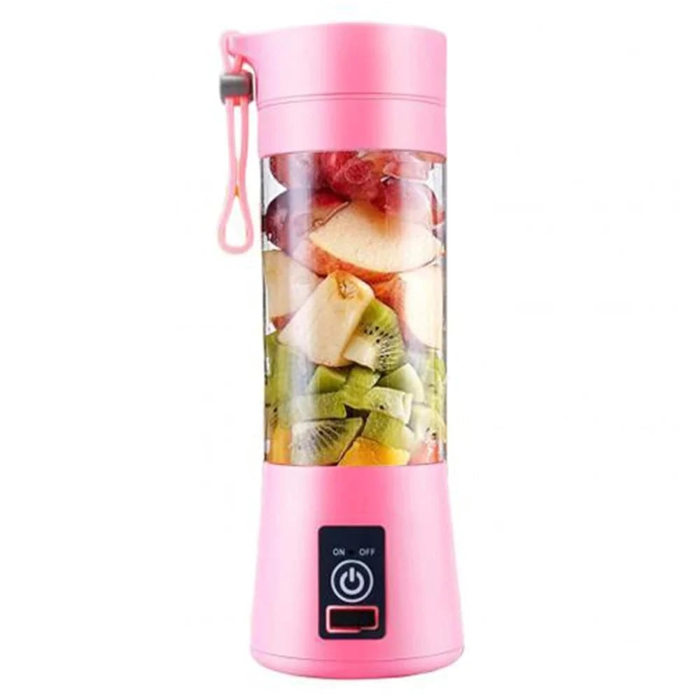 Plastic 6 Blade Portable Electric Mini Usb Juicer Hand Juicer (Pink)