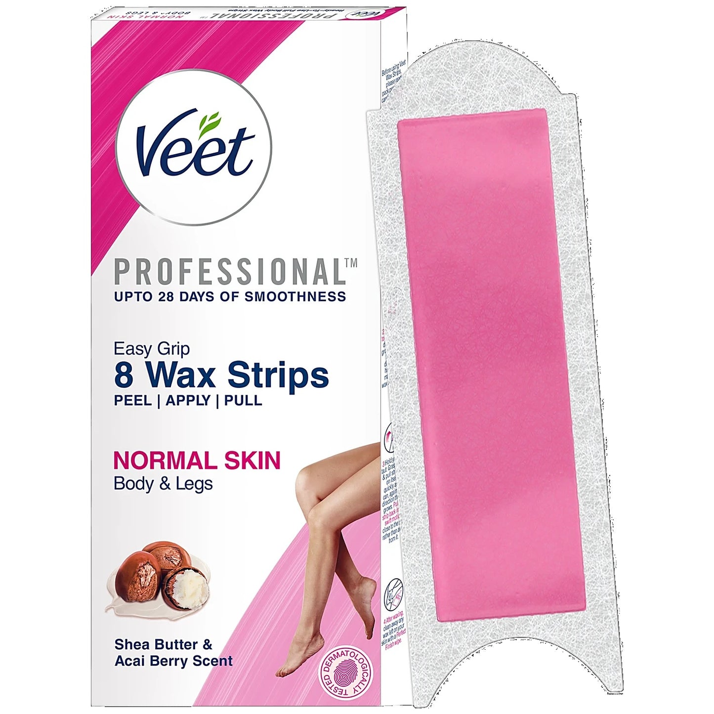 Veet Professional Waxing Strips Kit - For Normal Skin, 8 pcs