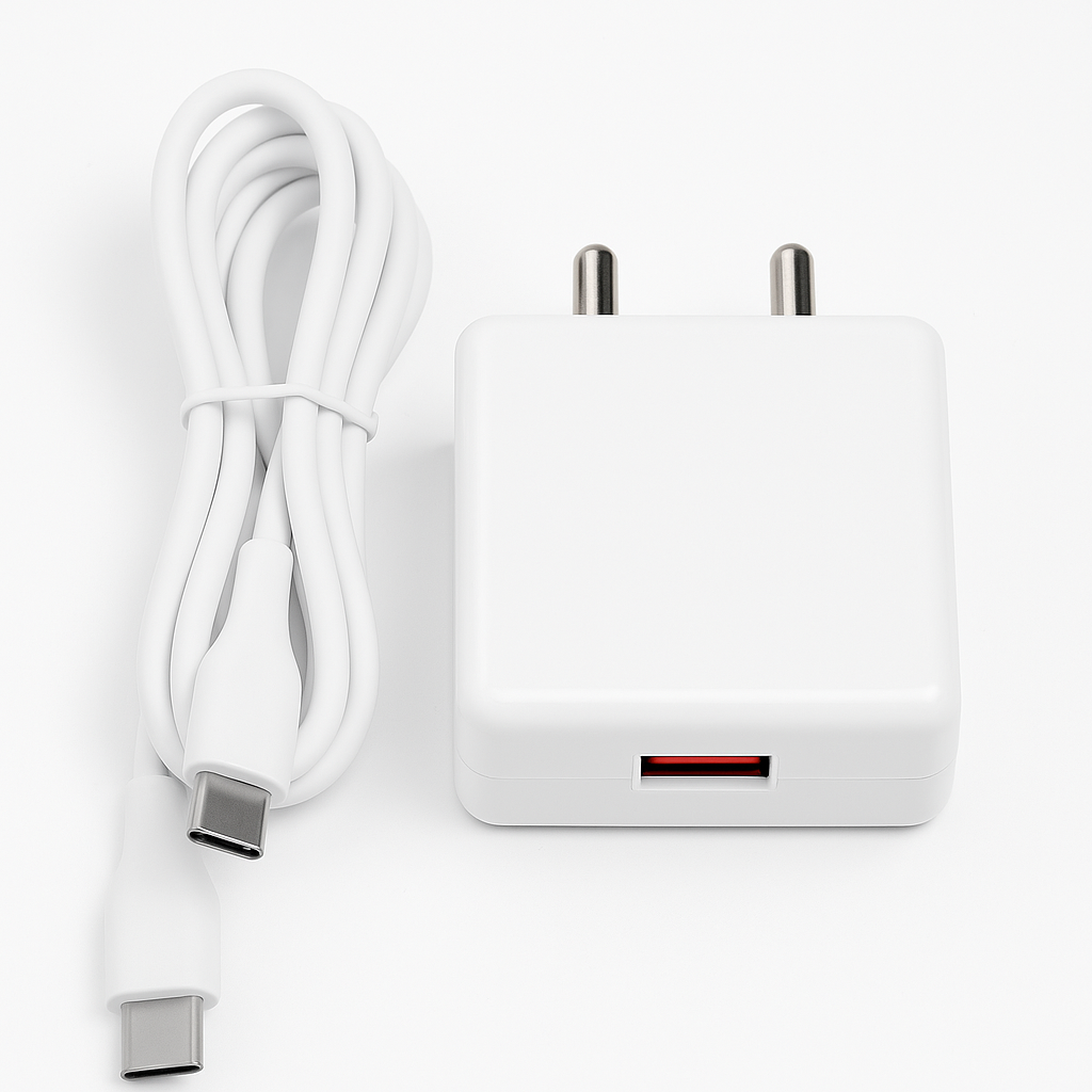 GKON Dura Charge 3.1A Type-C Fast Travel Charger with USB Cable (White)