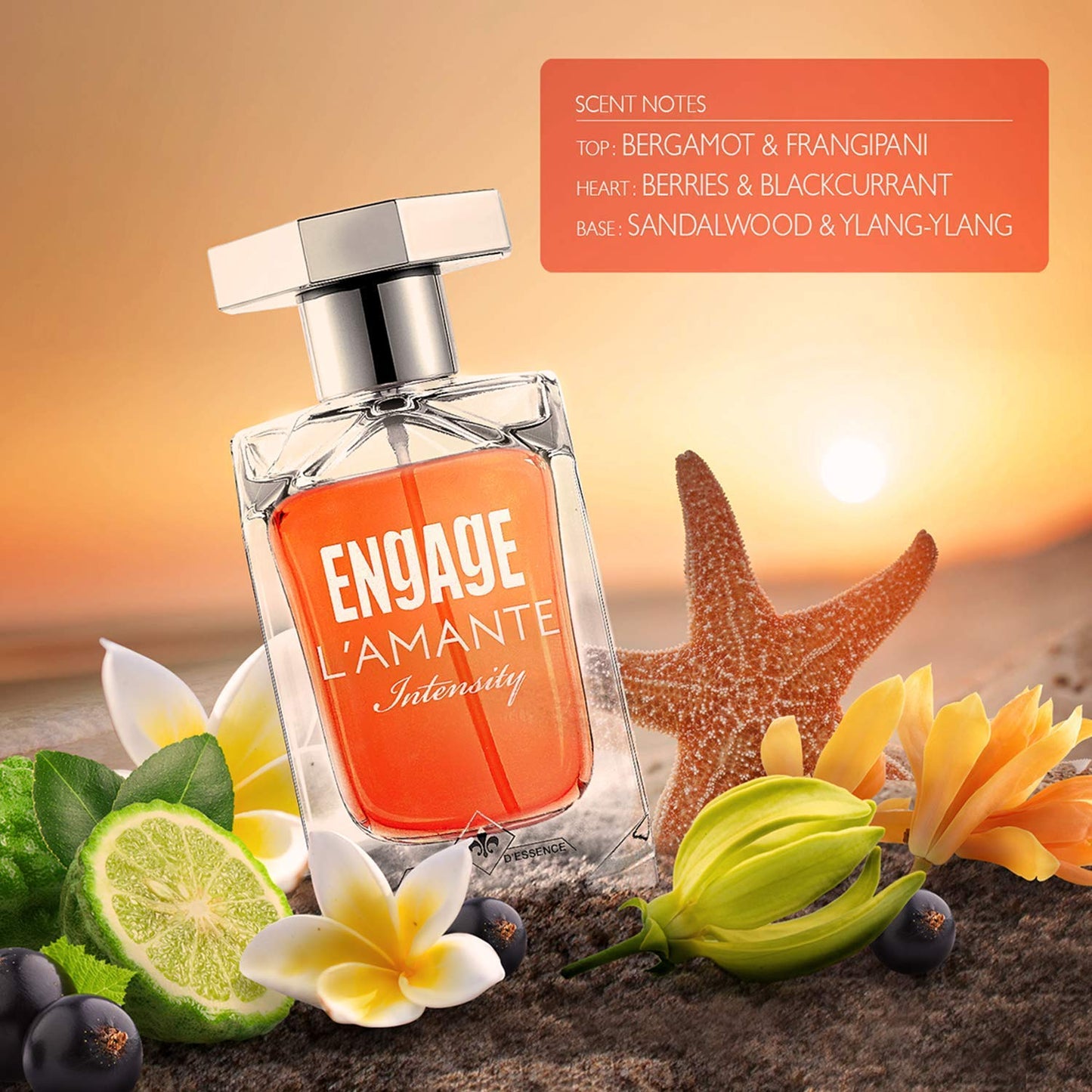 Engage L'amante Intensity Eau De Parfum for Women, Woody Fragrance Scent, Premium Perfume for Women, Long Lasting and Skin Friendly, 100ml
