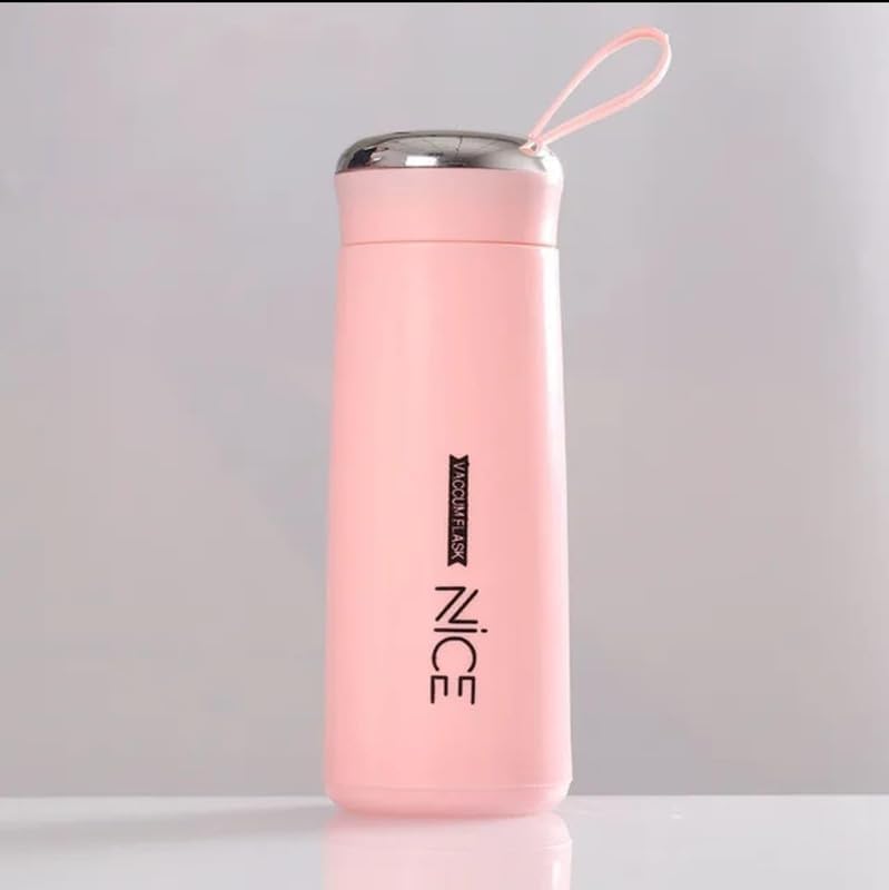 NICE Handy Water Bottle 400 ml, Leak-Proof Screw Cap, Easy Carry Loop, BPA-Free Plastic, Travel, Gym & Office Use – Pink