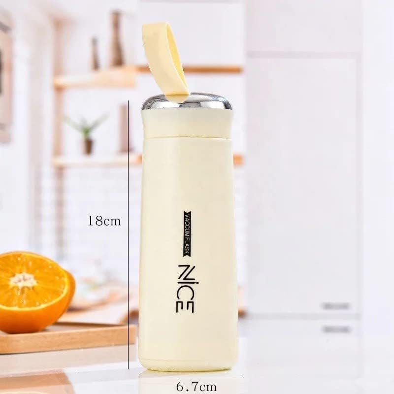 NICE Handy Water Bottle 400 ml, Leak-Proof Screw Cap, Easy Carry Loop, BPA-Free Plastic, Travel, Gym & Office Use (Cream)