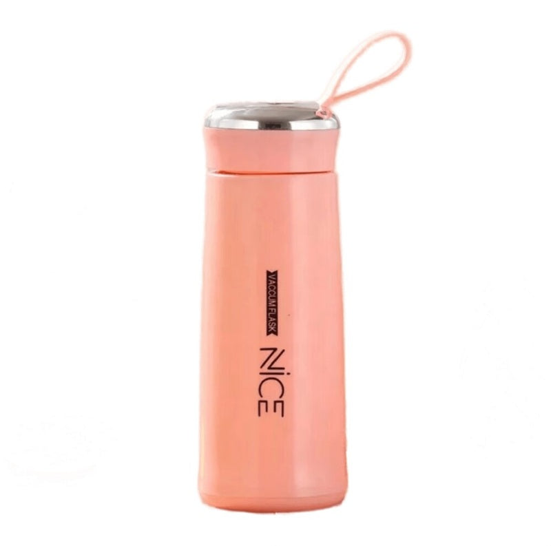 NICE Handy Water Bottle 400 ml, Leak-Proof Screw Cap, Easy Carry Loop, BPA-Free Plastic, Travel, Gym & Office Use – Pink