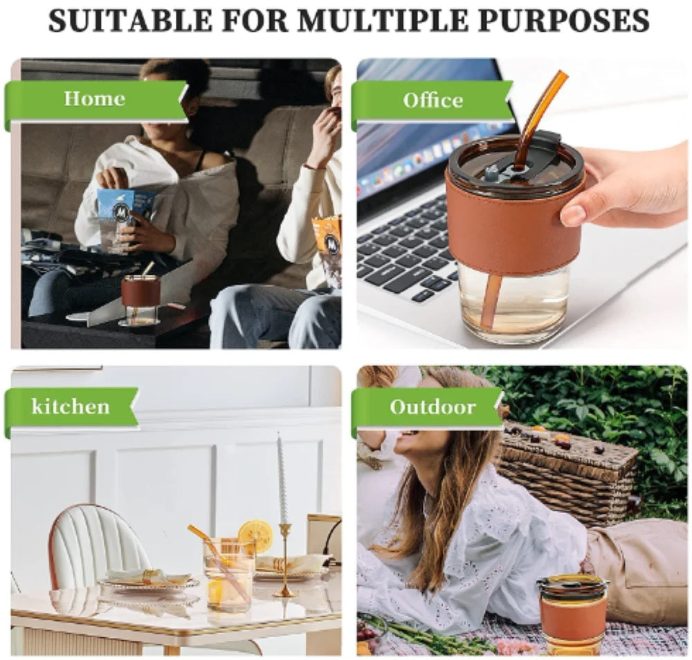 Coffee Mug, Glass Coffee Mug with Straw, Glass Mug for Corporate Gifting 500ml