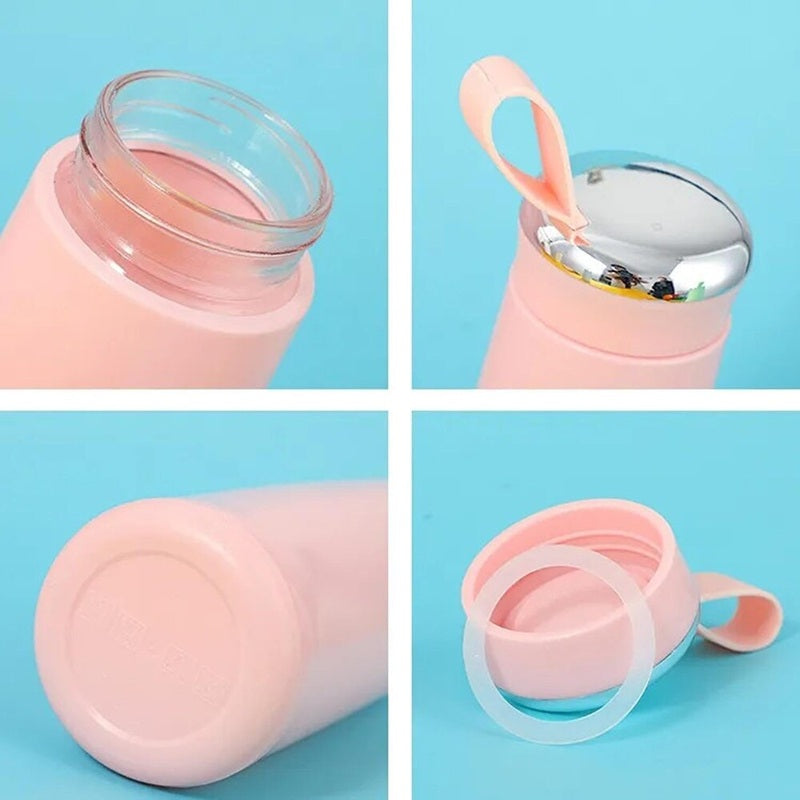 NICE Handy Water Bottle 400 ml, Leak-Proof Screw Cap, Easy Carry Loop, BPA-Free Plastic, Travel, Gym & Office Use – Pink