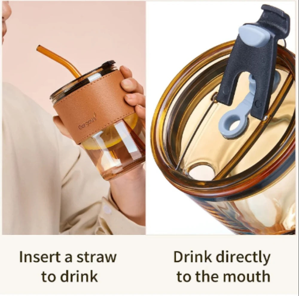 Coffee Mug, Glass Coffee Mug with Straw, Glass Mug for Corporate Gifting 500ml