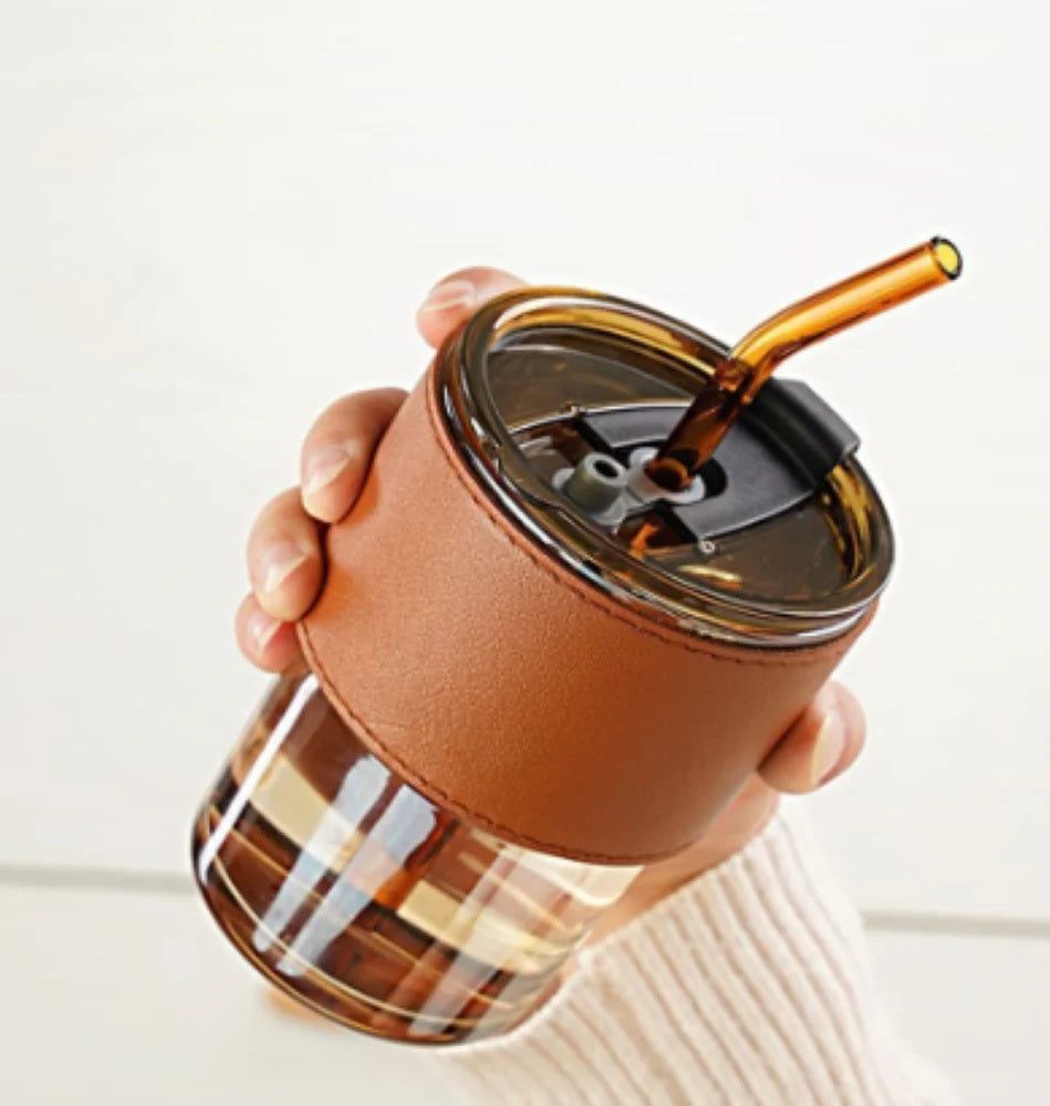 Coffee Mug, Glass Coffee Mug with Straw, Glass Mug for Corporate Gifting 500ml