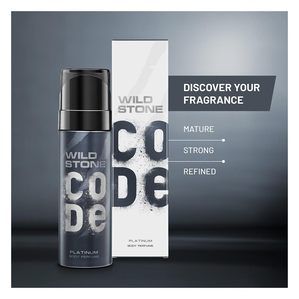 Wild Stone CODE Platinum Body Perfume for Men, 150ml | No Gas Deodorant | Long Lasting Body Spray