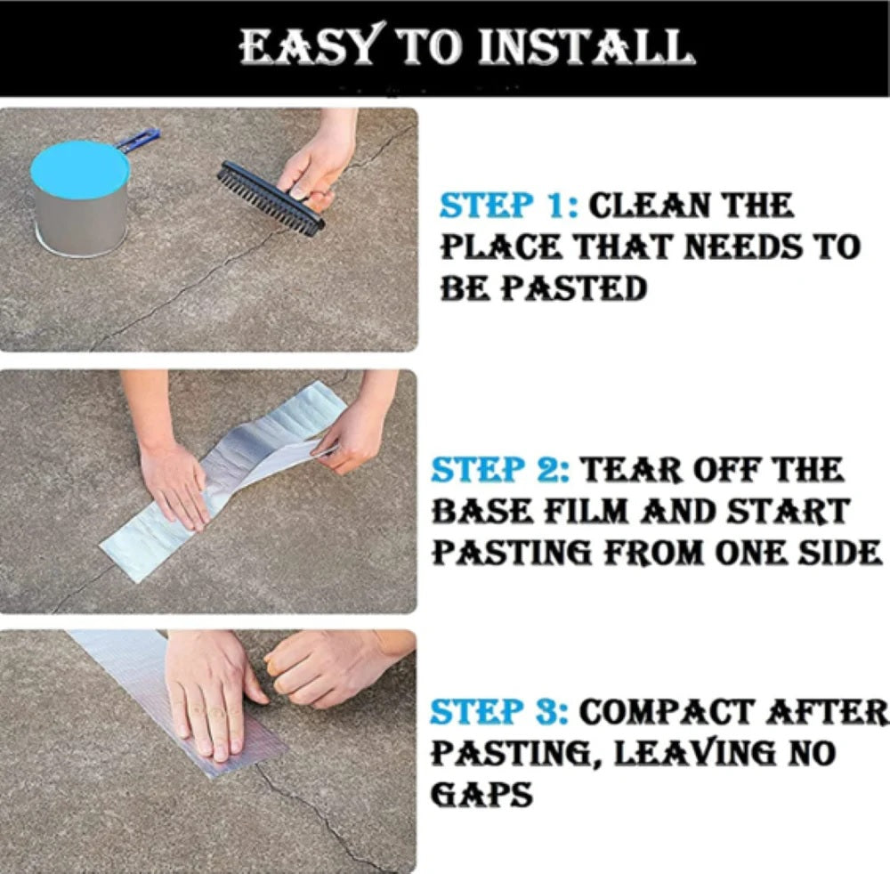 Aluminium Foil Butyl Rubber Waterproof Tape | Super Strong Self Adhesive Sealant | Heat & Water Resistant Leak Proof Tape for Roof, Pipe, Wall, Metal & Crack Repairs (Multi-Purpose, Silver)