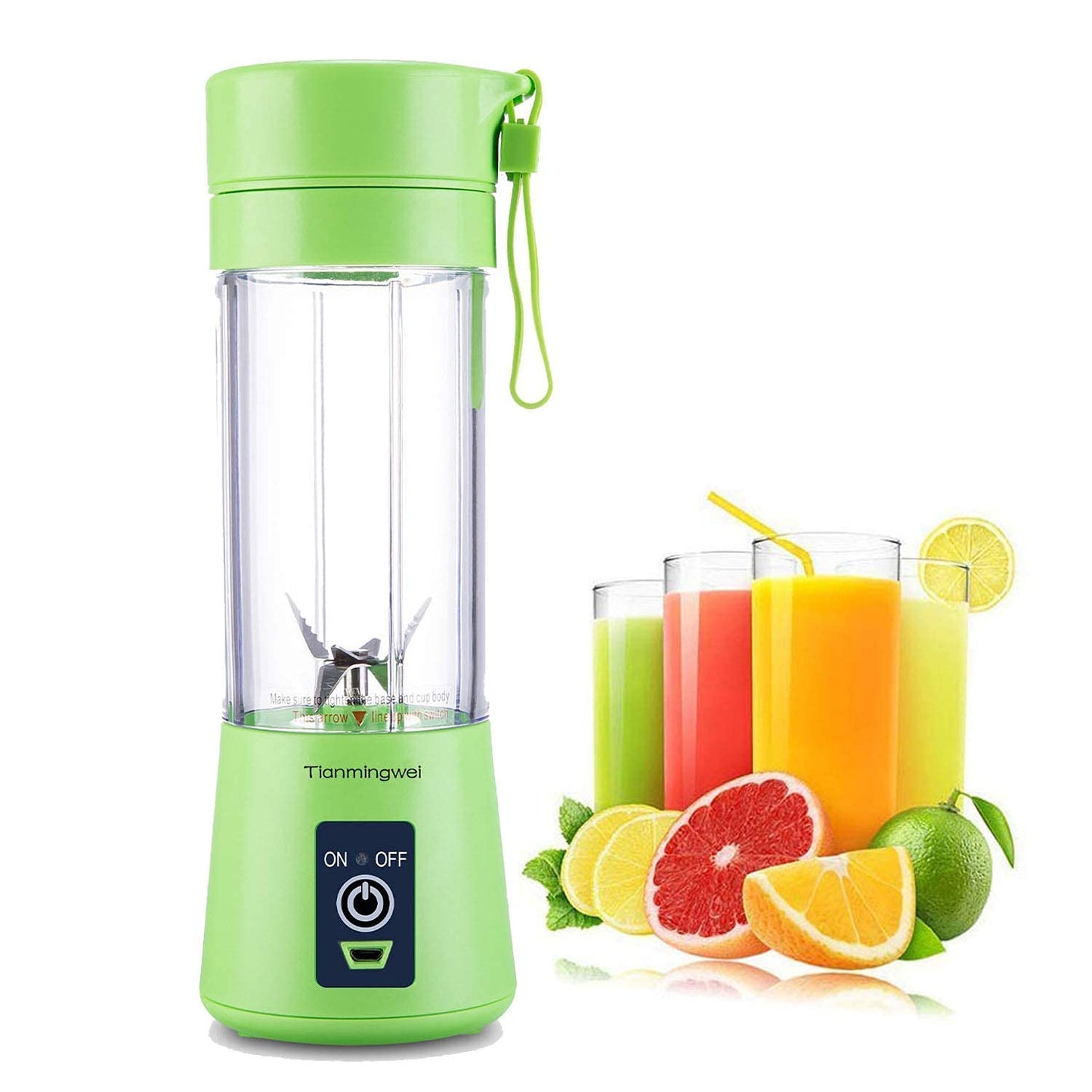 Plastic 6 Blade Portable Electric Mini Usb Juicer Hand Juicer (Light Green)
