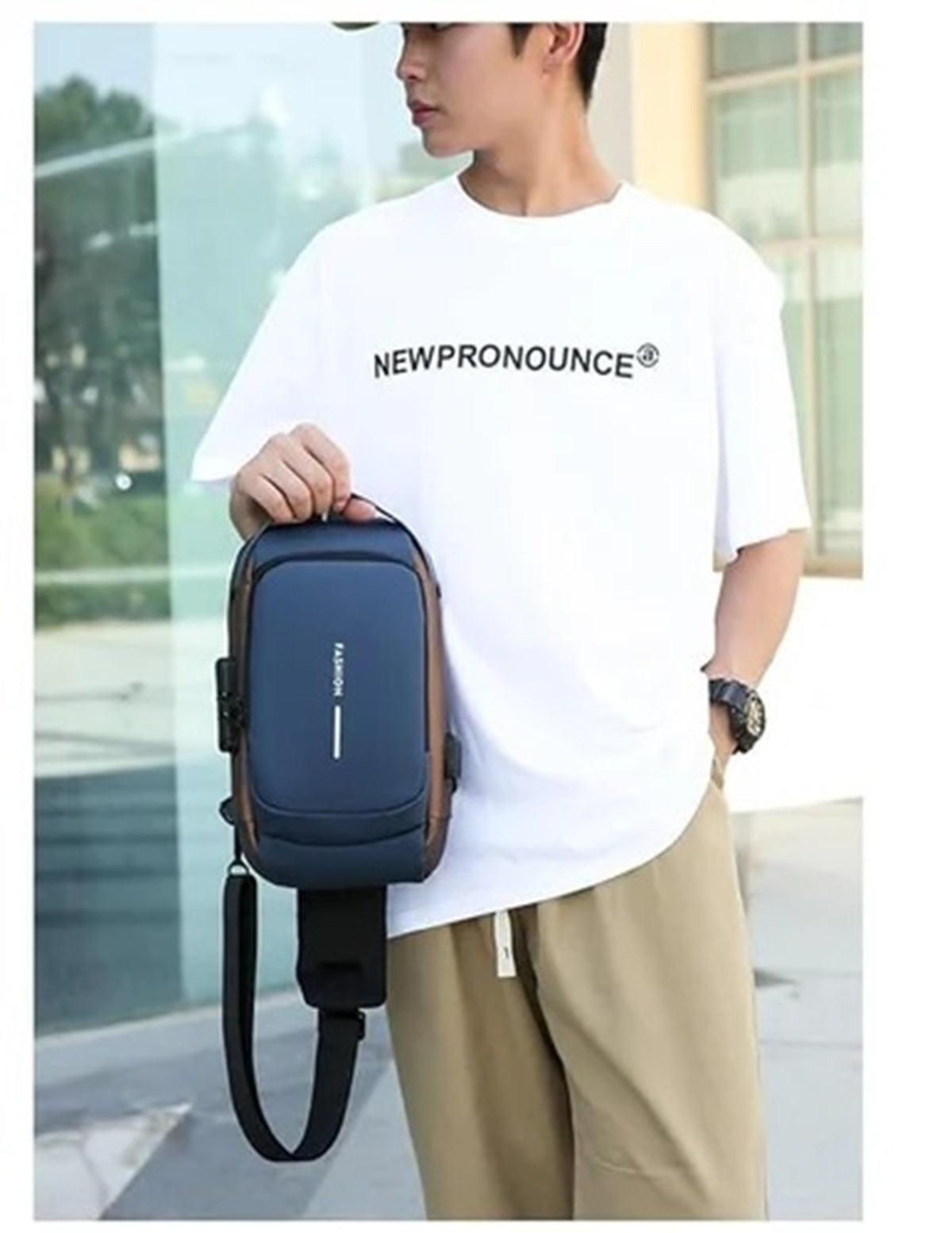 Anti-Theft Sling Bag with USB Charging Port, Waterproof Crossbody Chest Bag for Men & Women (Fits 7.9" Tablet, Multi-Pocket Design, Adjustable Strap)