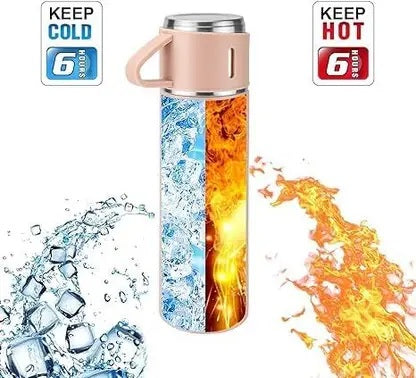 Vacuum Flask Bottle with Cup Set 500ml (Pink)
