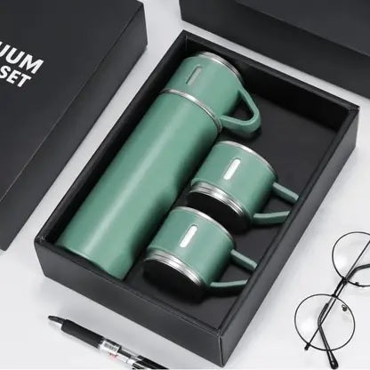 Vacuum Flask Bottle with Cup Set 500ml (Green)
