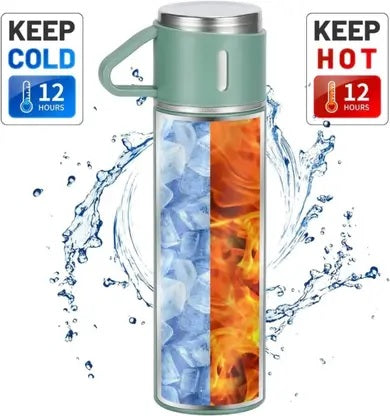Vacuum Flask Bottle with Cup Set 500ml (Green)
