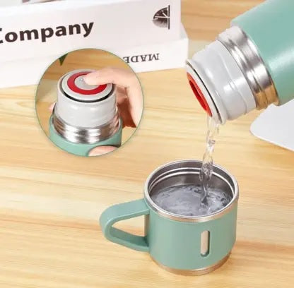 Vacuum Flask Bottle with Cup Set 500ml (Green)