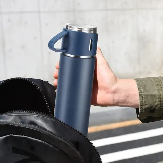Vacuum Flask Bottle with Cup Set 500ml (Blue)