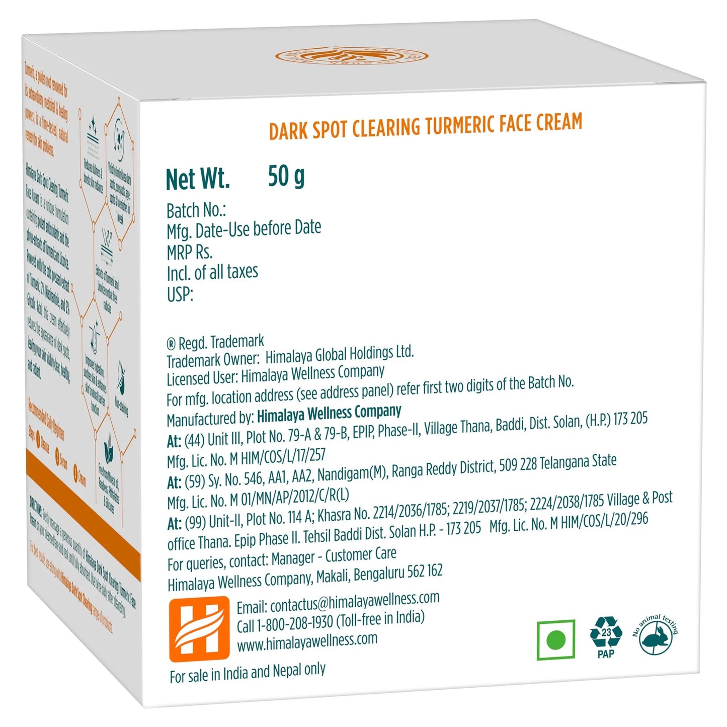 Himalaya Dark Spot Clearing Turmeric Face Cream 50gm