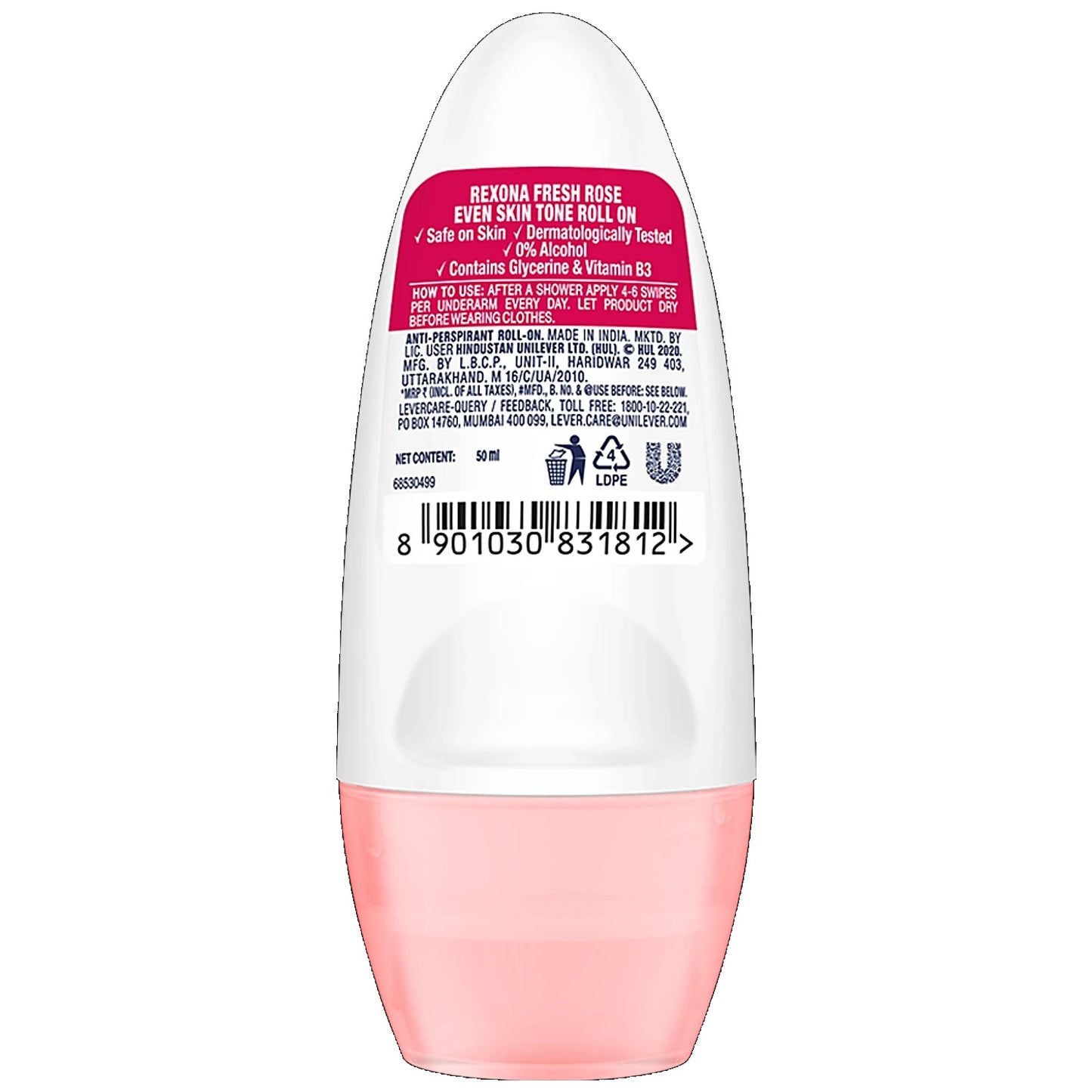 Rexona-Rollon Fresh Rose Whitening Underarm Roll On Deodorant For Women, 50 ml