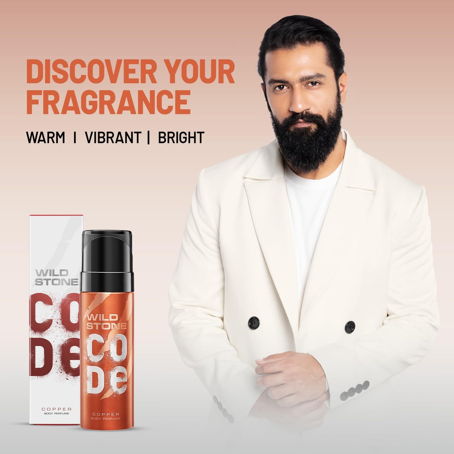 WILD STONE CODE Copper Long Lasting No Gas Body Perfume Spray for Men, 150Ml