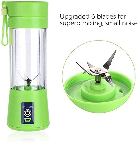 Plastic 6 Blade Portable Electric Mini Usb Juicer Hand Juicer (Light Green)