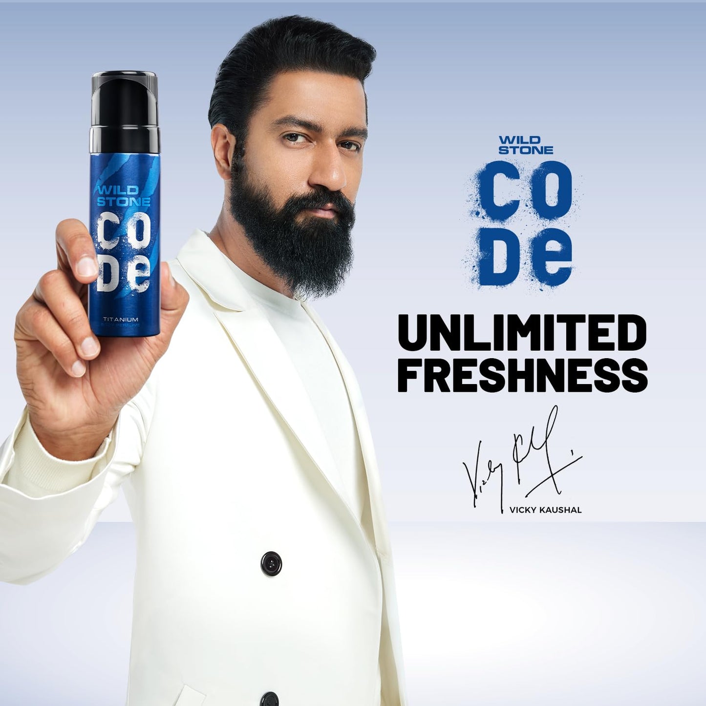 WILD STONE CODE Titanium Long Lasting No Gas Body Perfume For Men, 150Ml, Spray