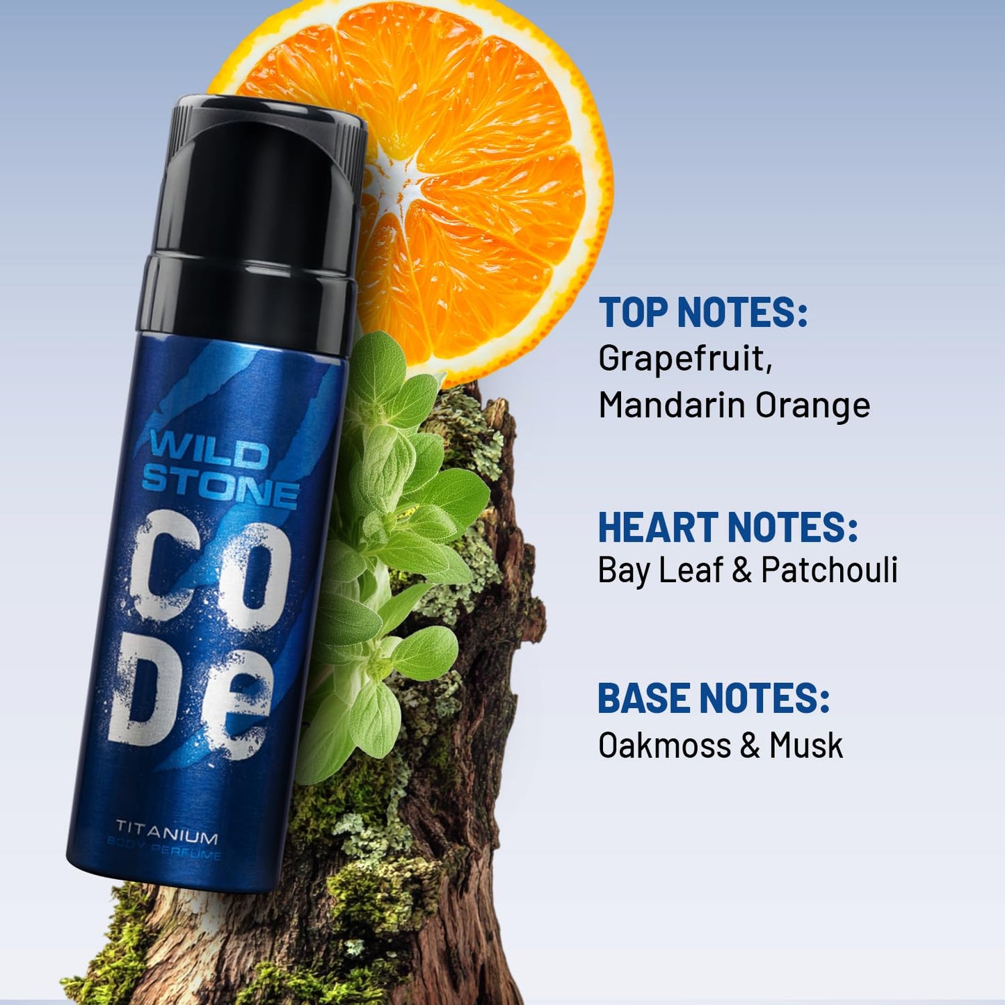 WILD STONE CODE Titanium Long Lasting No Gas Body Perfume For Men, 150Ml, Spray