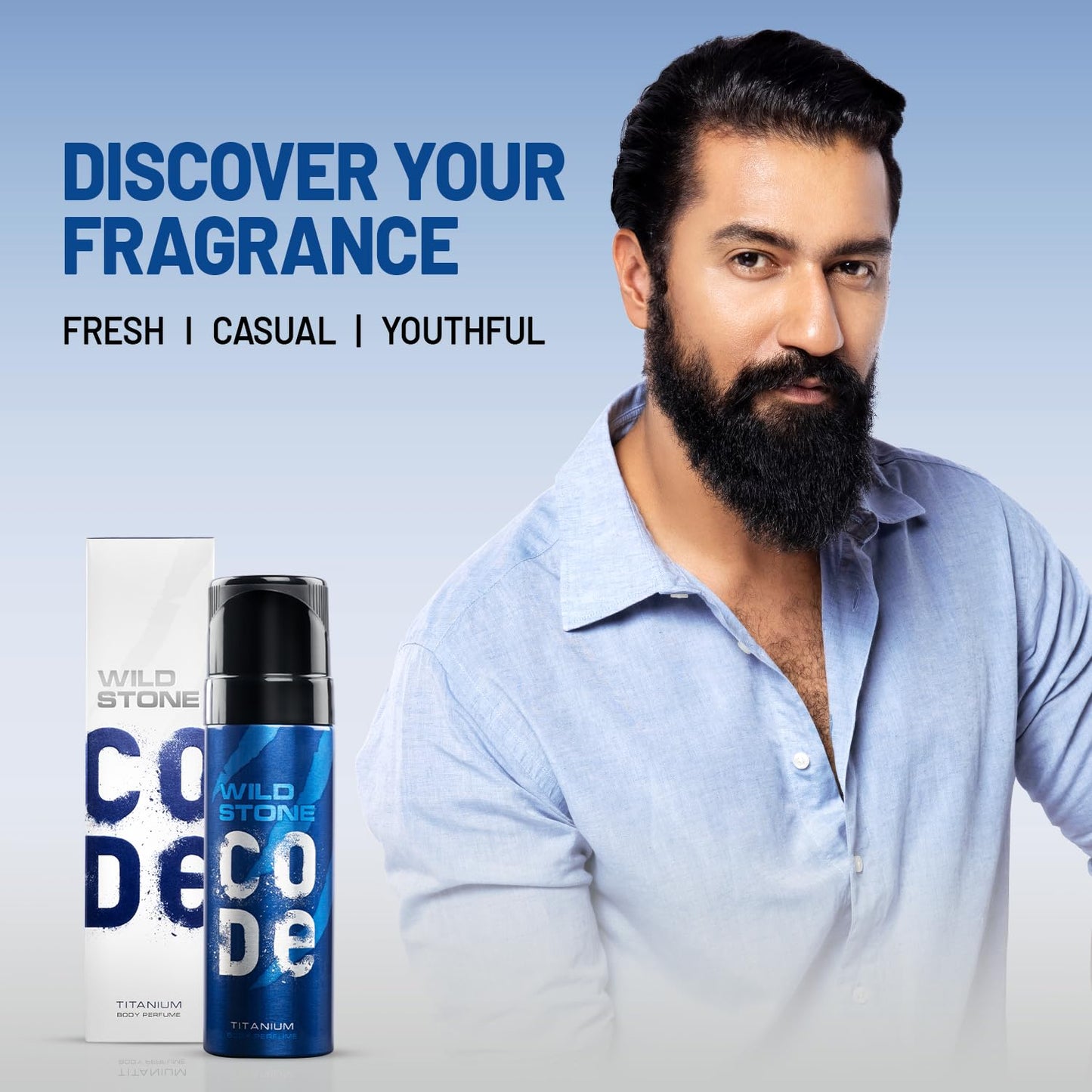 WILD STONE CODE Titanium Long Lasting No Gas Body Perfume For Men, 150Ml, Spray