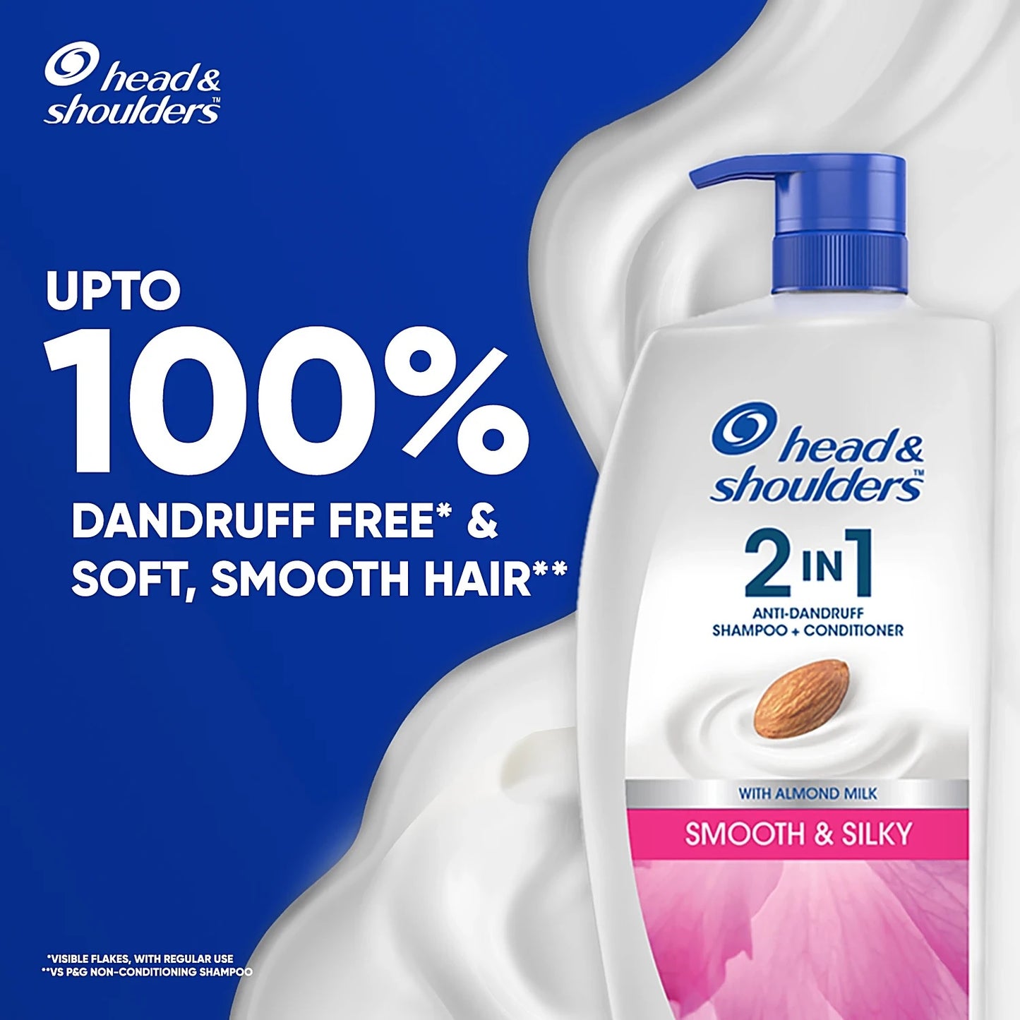 Head & Shoulders Smooth & Silky 2 in 1 Anti-Dandruff Shampoo + Conditioner, Upto 100% Dandruff Free, 1 L