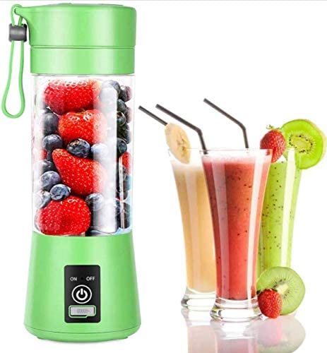 Plastic 6 Blade Portable Electric Mini Usb Juicer Hand Juicer (Light Green)