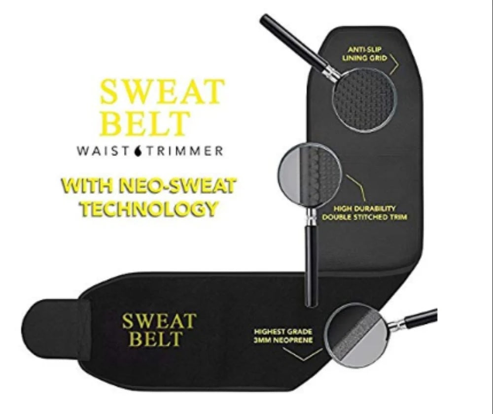Sweat Belt-Anti-Slip Slimming Belt for Men & Women | Sweat Belt for Workout, Back Support, Weight Loss & Posture Correction Black