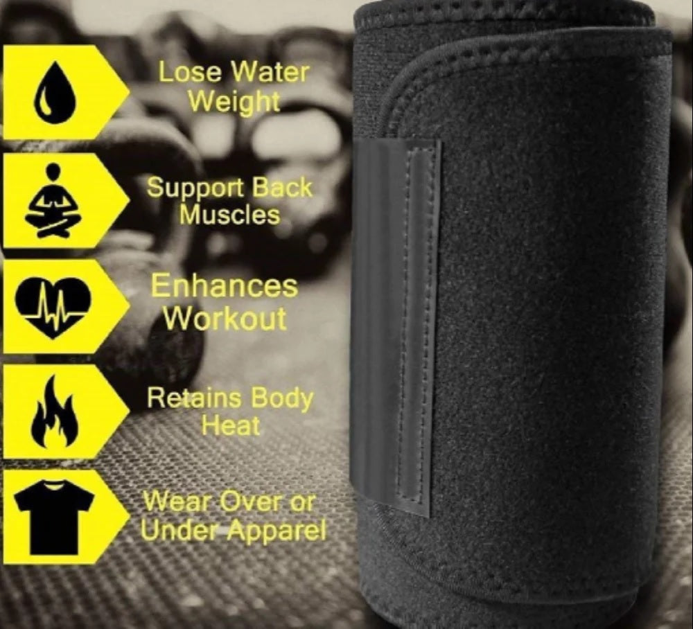 Sweat Belt-Anti-Slip Slimming Belt for Men & Women | Sweat Belt for Workout, Back Support, Weight Loss & Posture Correction Black