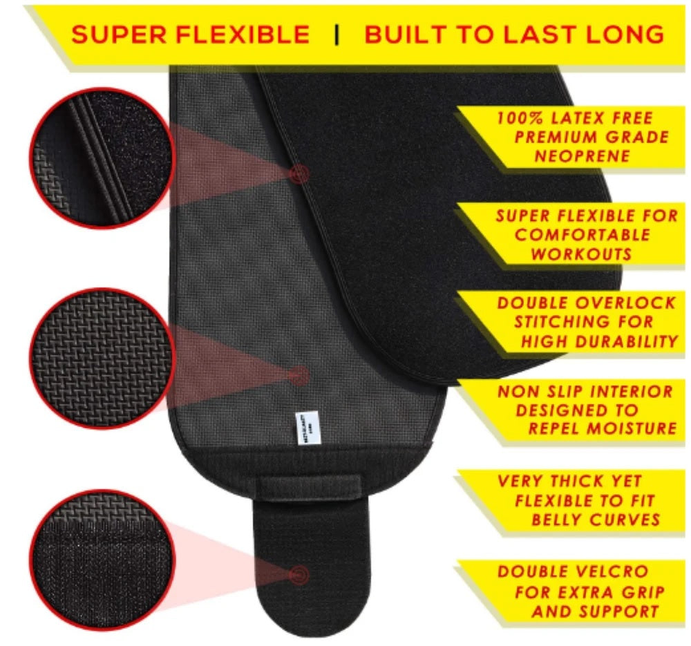 Sweat Belt-Anti-Slip Slimming Belt for Men & Women | Sweat Belt for Workout, Back Support, Weight Loss & Posture Correction Black