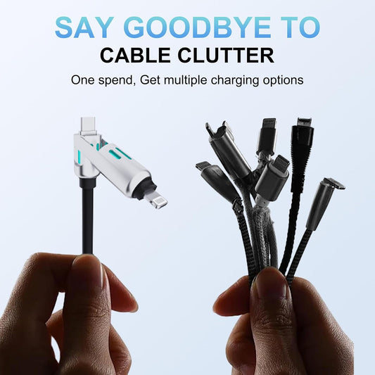 4 in 1 USB Charging Cable,PD 240w 4-in-1 USB-C Cable Fast Charging,Multi Charger Cable with Breathing Light,Universal Charger Cord 3.3FT,Tablets Laptop Multi Device Charging (Multicolor)
