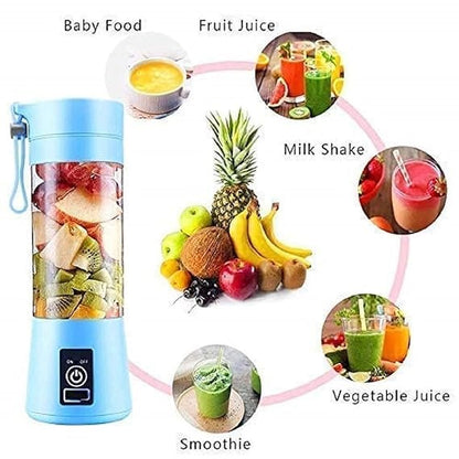 Plastic 6 Blade Portable Electric Mini Usb Juicer Hand Juicer (Blue)