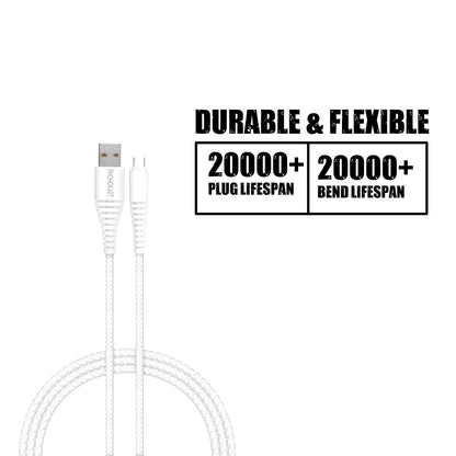 KIKO 2.1A Fast Charging Type-C USB Cable | Unदेखी Series | 1000mm | Quick Charge & Data Sync | Compatible with Android Smartphones & Tablets (White)